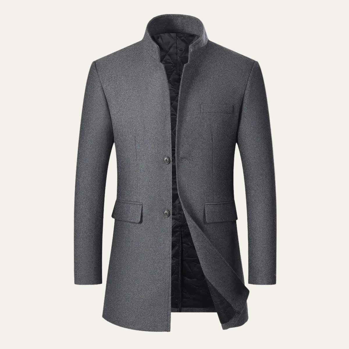 Manteau Homme Mi-Long Col Montant Élégant