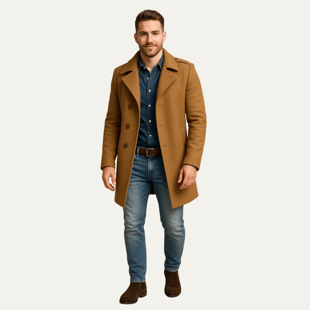 Manteau Homme Mi-Long Élégant et Chaud