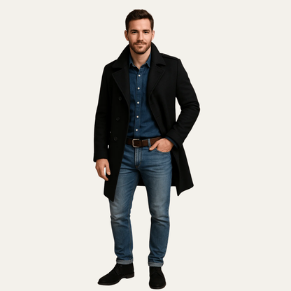Manteau Homme Mi-Long Élégant et Chaud