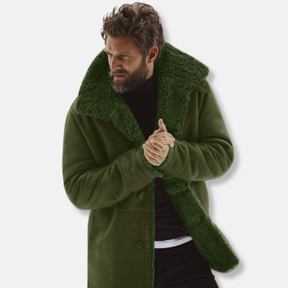 VogeLuxe | Manteau mi-long pour homme avec bordure en peau lainée 0