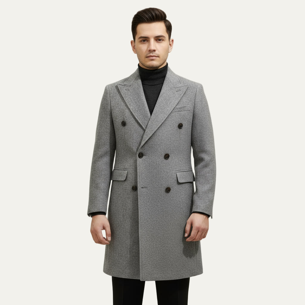 VogeLuxe | Manteau mi-long texturé à double boutonnage pour homme 2
