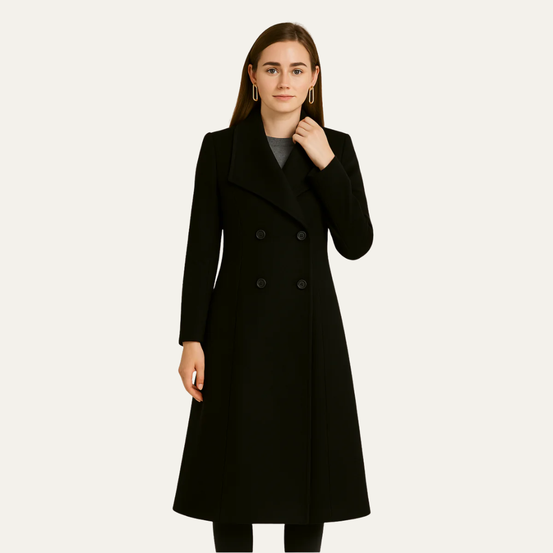 Manteau Femme Mi-Long Cintré Col Montant Élégant - PanierRoyale