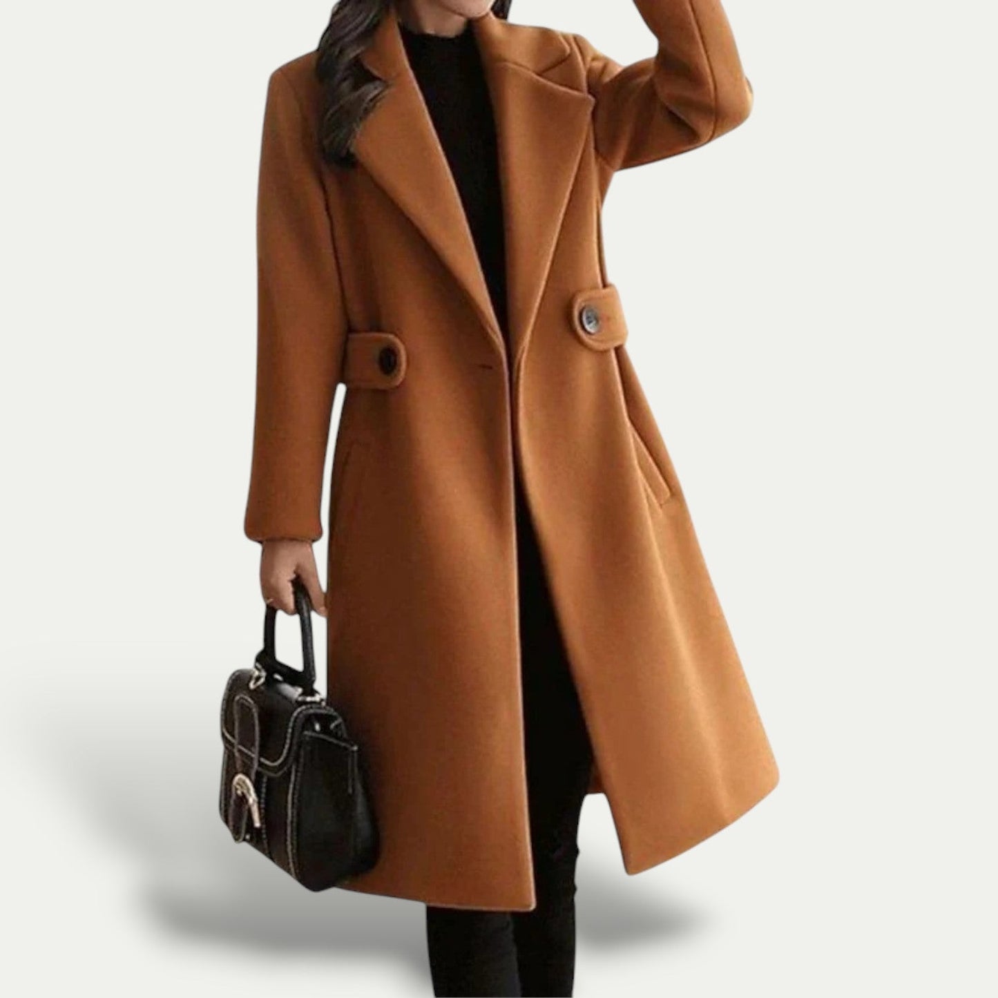 VogeLuxe | Manteau midi trapèze en laine mélangée pour femme 3