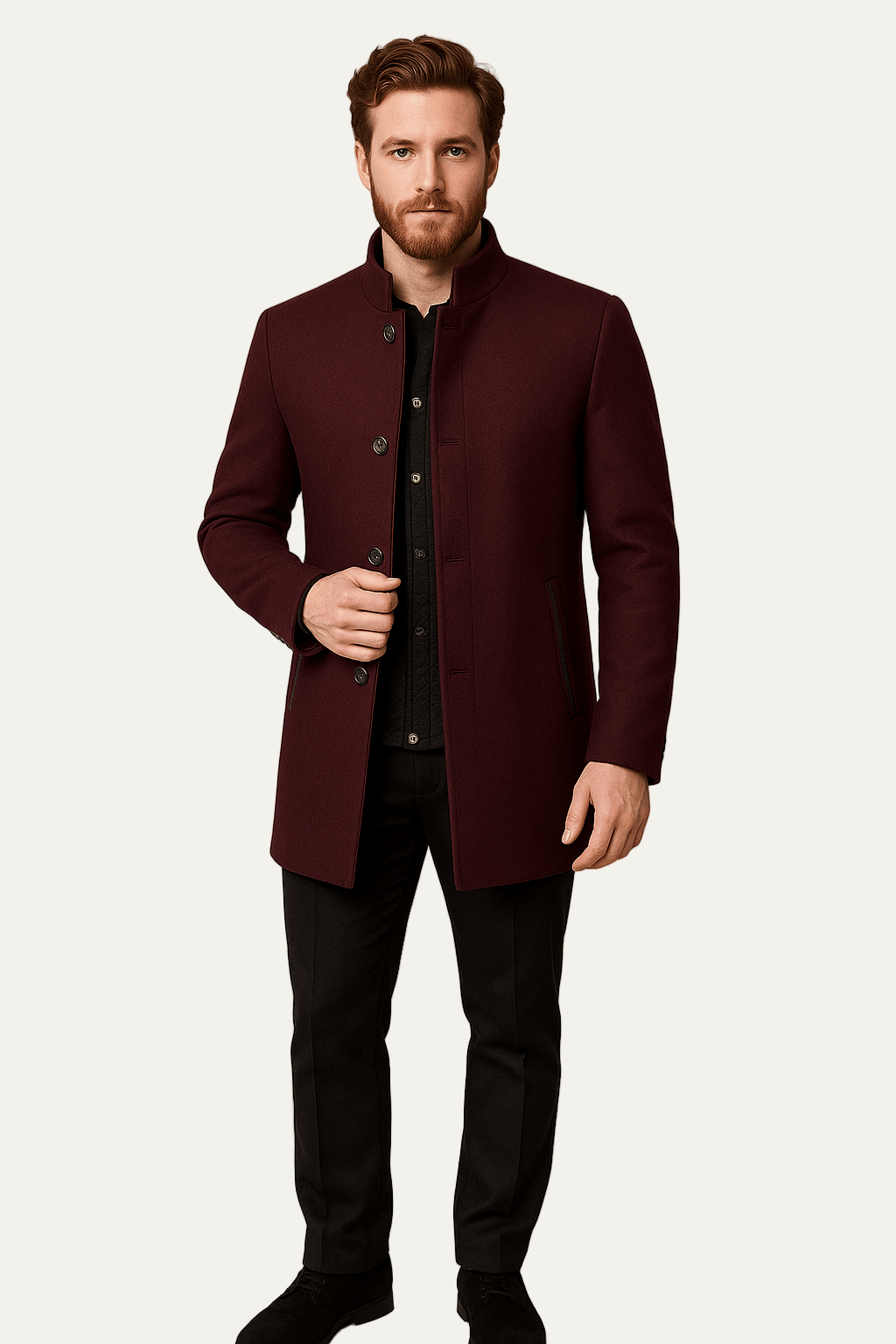 VogeLuxe | Manteau minimaliste à col montant pour homme 0