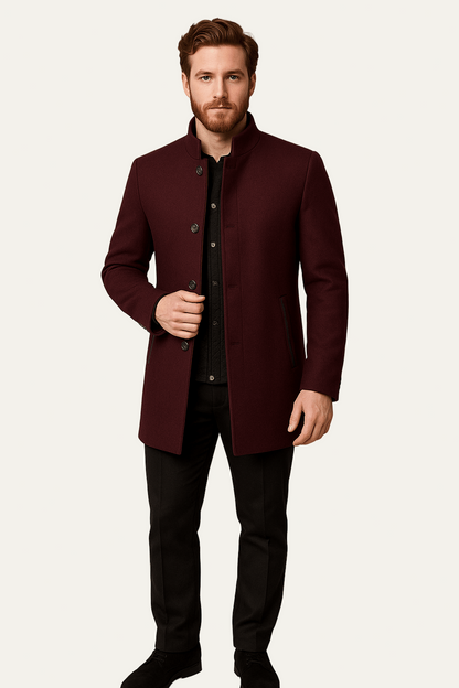 VogeLuxe | Manteau minimaliste à col montant pour homme 0
