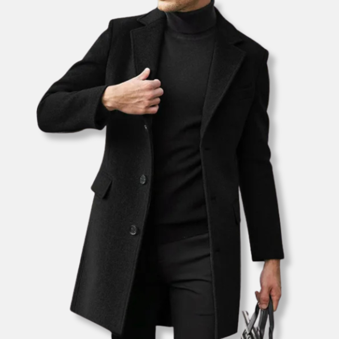 VogeLuxe | Manteau oversize croisé pour homme, longueur genou 0