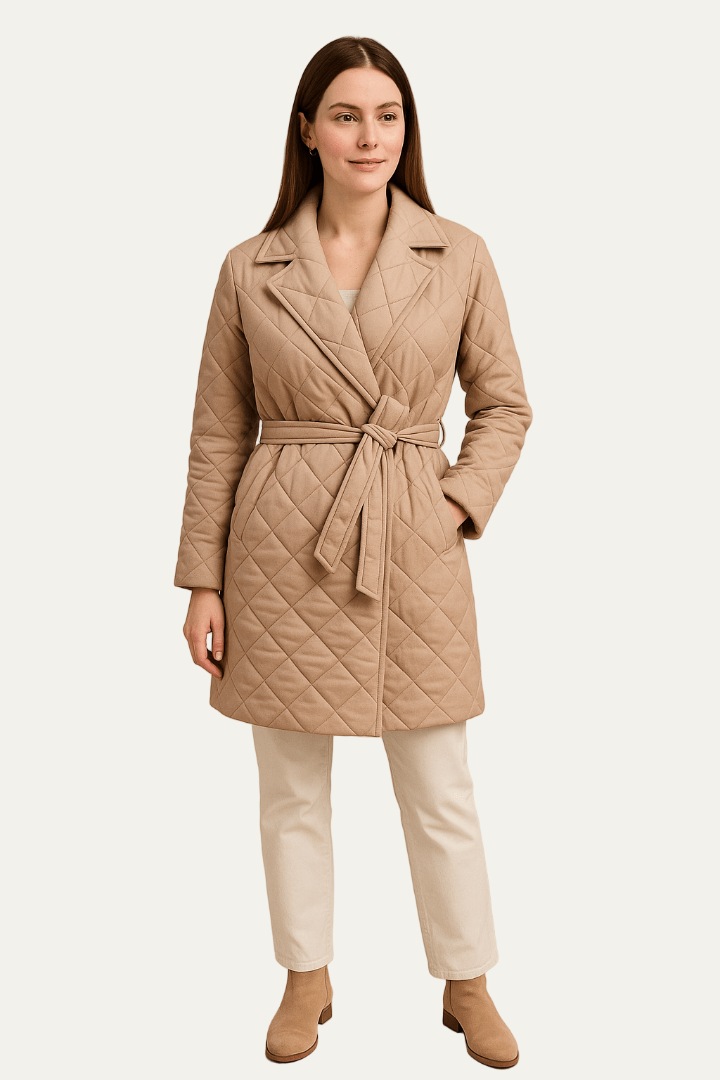 VogeLuxe | Manteau portefeuille matelassé avec ceinture pour femme 0