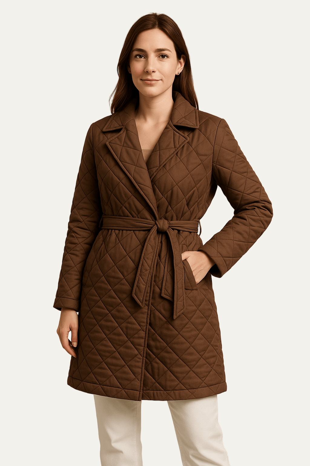 VogeLuxe | Manteau portefeuille matelassé avec ceinture pour femme 1