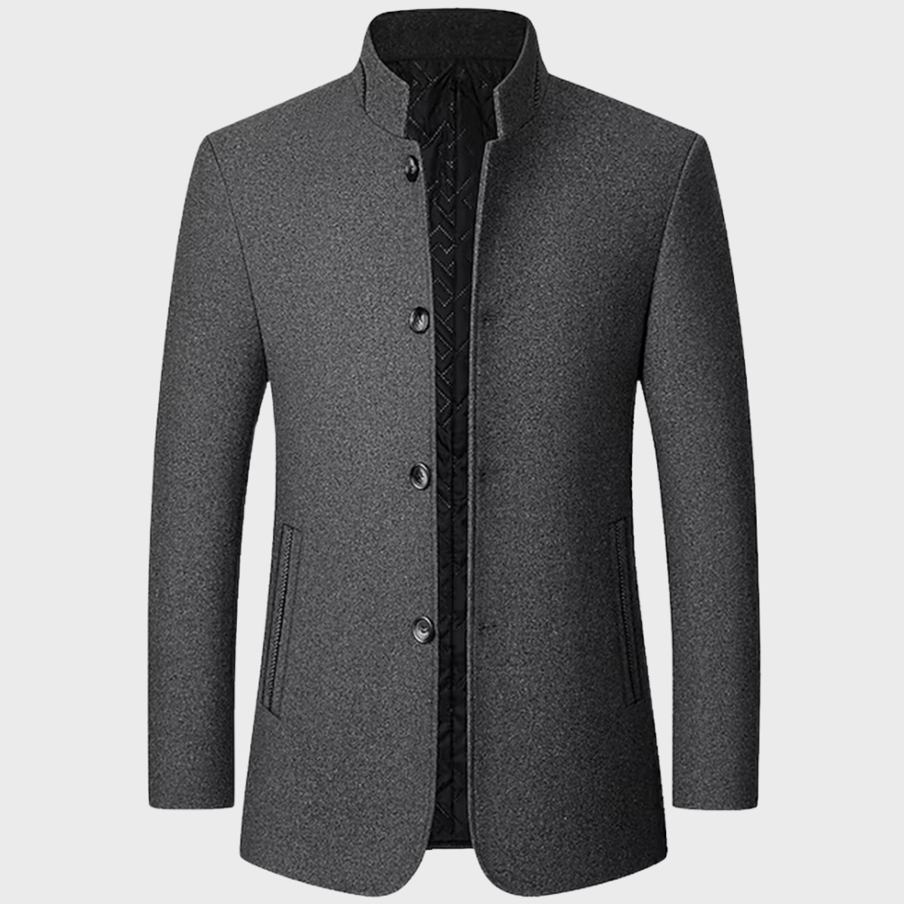 VogeLuxe | Manteau sur mesure pour homme, col mandarin, doublure matelassée 0