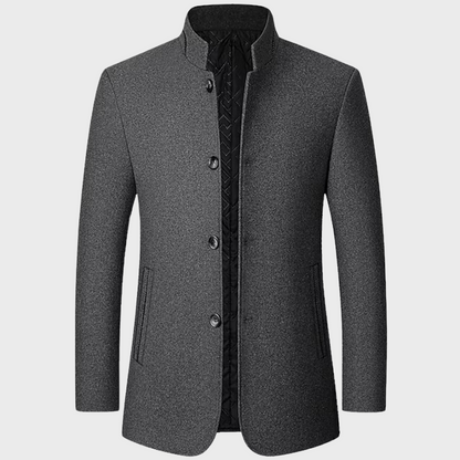 VogeLuxe | Manteau sur mesure pour homme, col mandarin, doublure matelassée 0