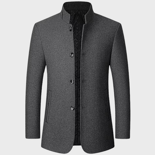 VogeLuxe | Manteau sur mesure pour homme, col mandarin, doublure matelassée 0