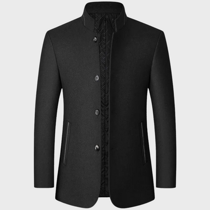 VogeLuxe | Manteau sur mesure pour homme, col mandarin, doublure matelassée 1
