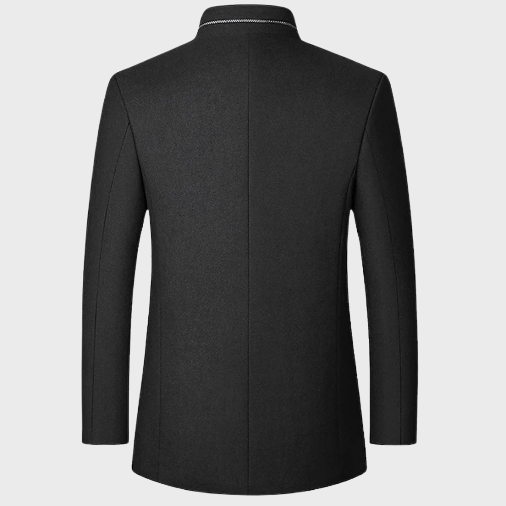 VogeLuxe | Manteau sur mesure pour homme, col mandarin, doublure matelassée 7