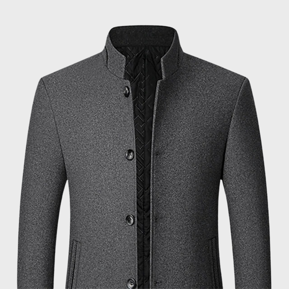 VogeLuxe | Manteau sur mesure pour homme, col mandarin, doublure matelassée 8