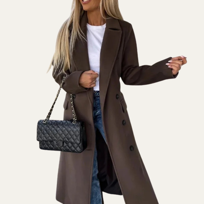 Manteau femme élégant à revers classique - PanierRoyale