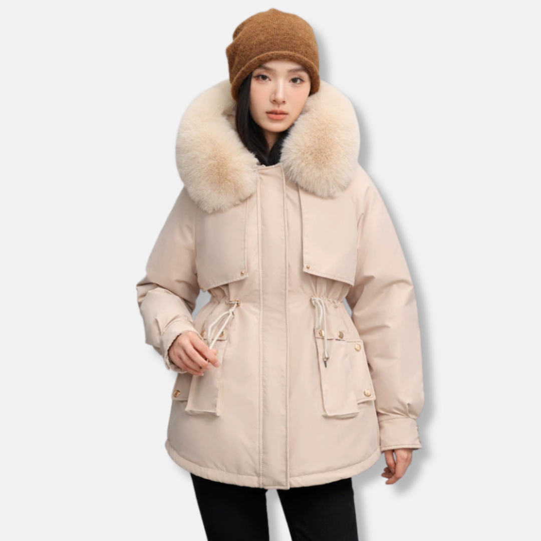 Doudoune courte femme fourrure synthétique chaude - PanierRoyale
