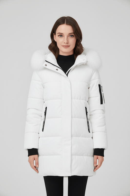 VogeLuxe | Parka d'hiver à capuche bordée de fourrure pour femme 0