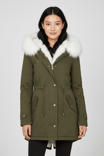 VogeLuxe | Parka d'hiver à capuche doublée de fourrure pour femme 8