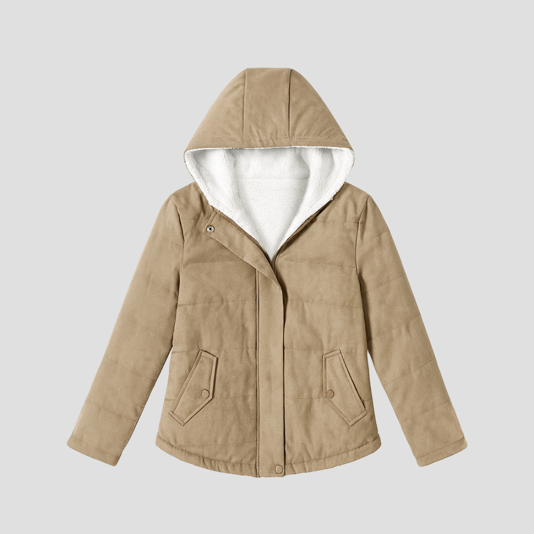 VogeLuxe | Parka d'hiver à capuche doublée en sherpa pour femme 1