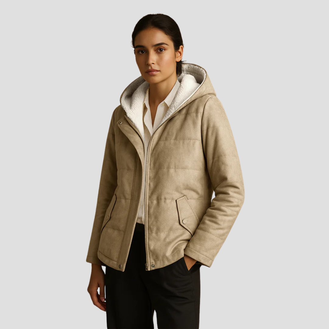 VogeLuxe | Parka d'hiver à capuche doublée en sherpa pour femme 2