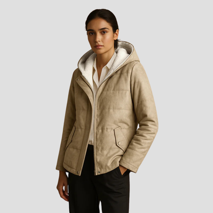 VogeLuxe | Parka d'hiver à capuche doublée en sherpa pour femme 2