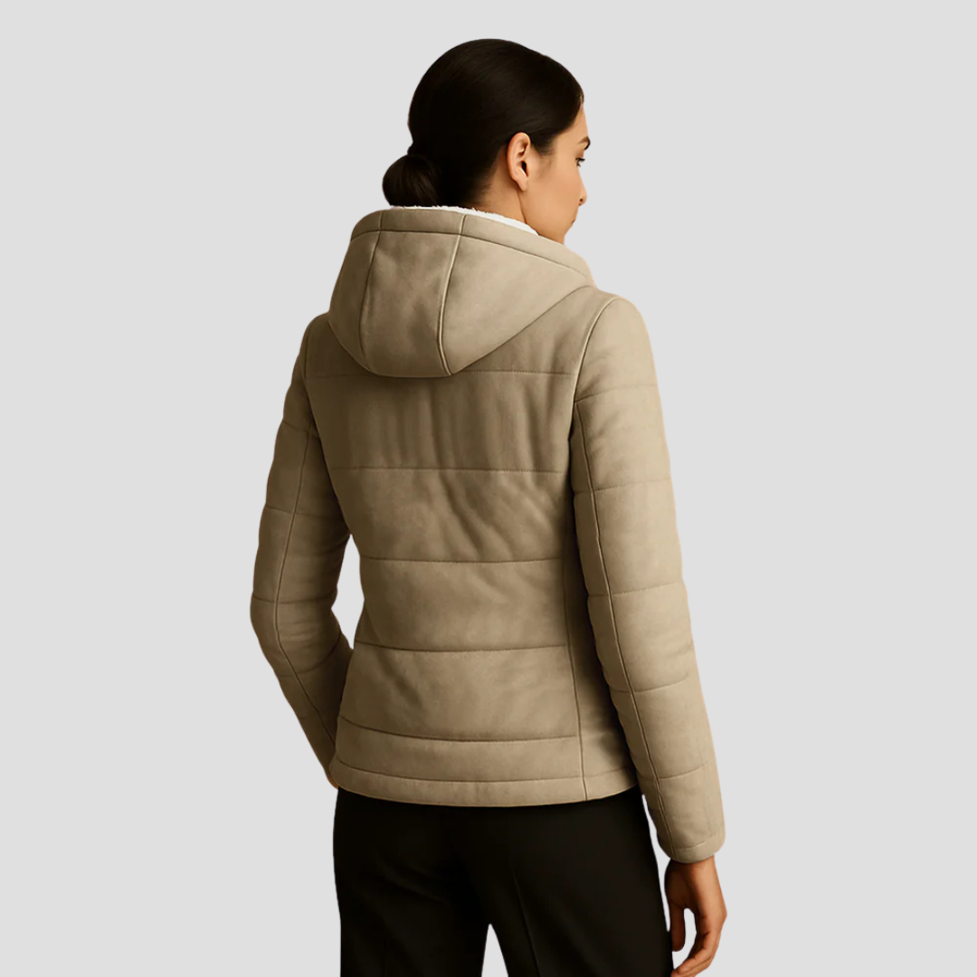 VogeLuxe | Parka d'hiver à capuche doublée en sherpa pour femme 3