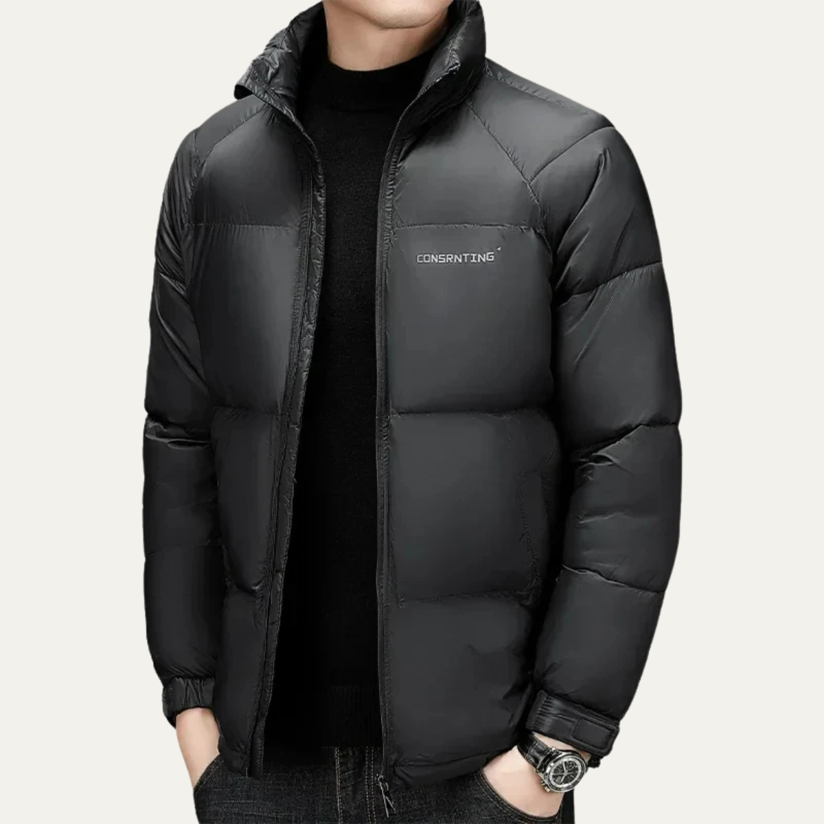 VogeLuxe | Parka d'hiver chaude à col montant classique pour homme 1