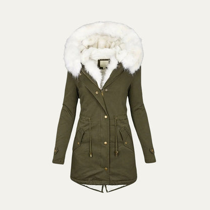Doudoune Hiver Femme Fourrure Synthétique Chaude