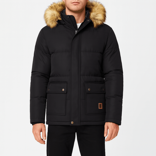 VogeLuxe | Parka matelassée pour homme avec bordure en fourrure 0