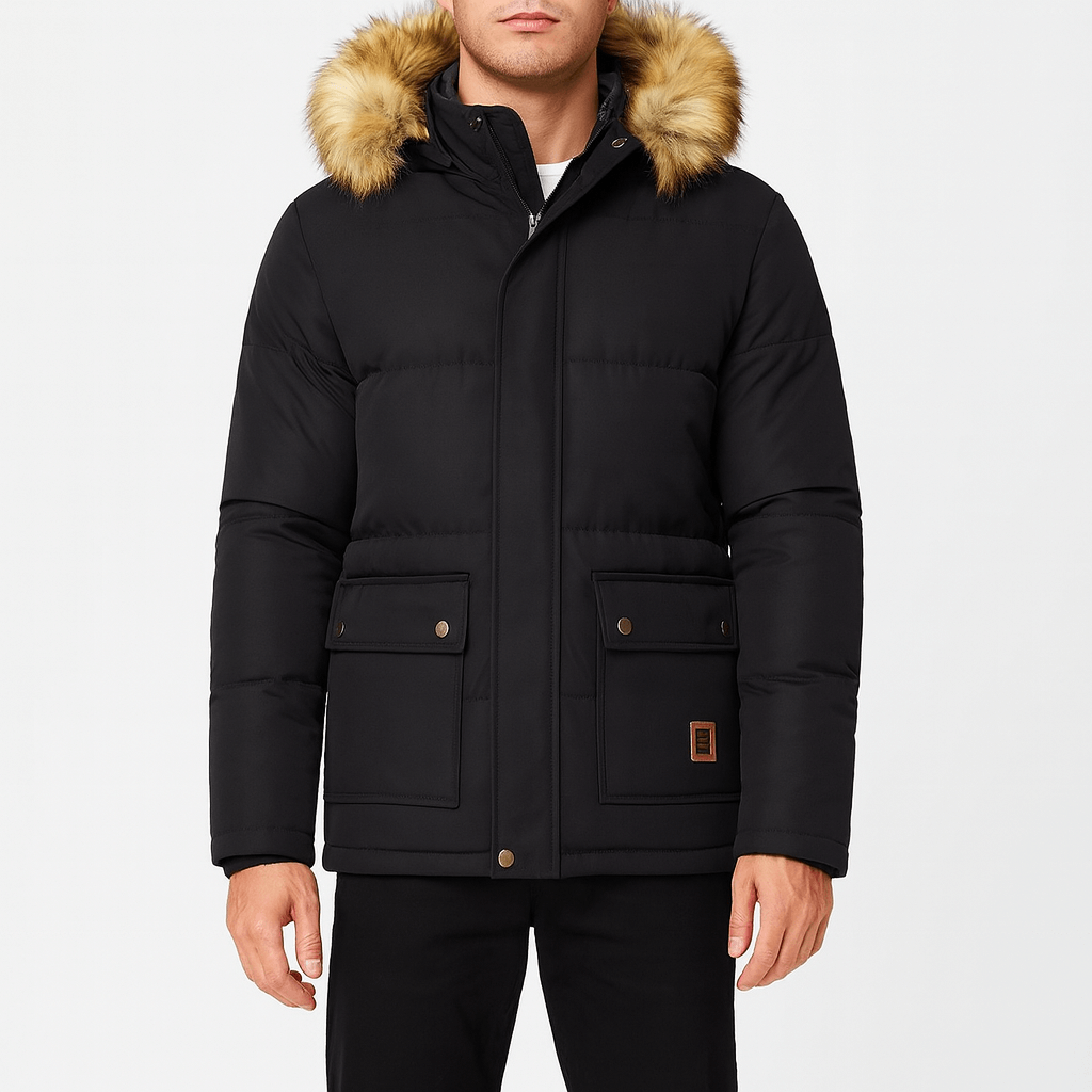 Doudoune Homme Hiver Matelassée Fourrure Synthétique - PanierRoyale