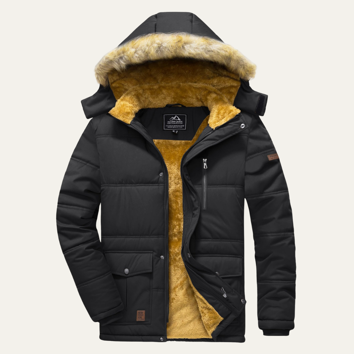 VogeLuxe | Parka sherpa à capuche épaisse pour homme 1