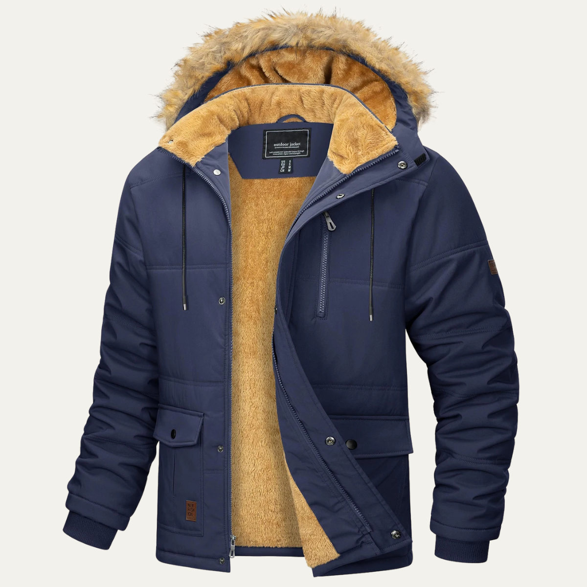 VogeLuxe | Parka sherpa à capuche épaisse pour homme 5