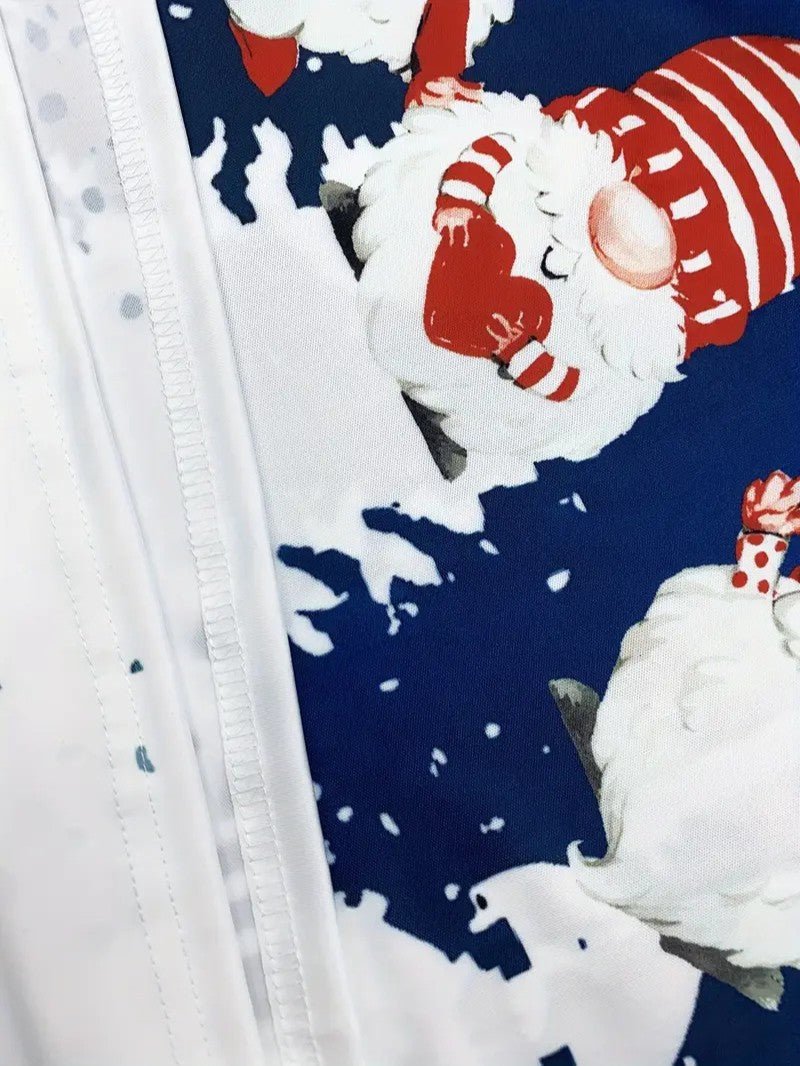VogeLuxe | Polo de Noël festif pour homme, motif gnome, fermeture éclair 1/4 4