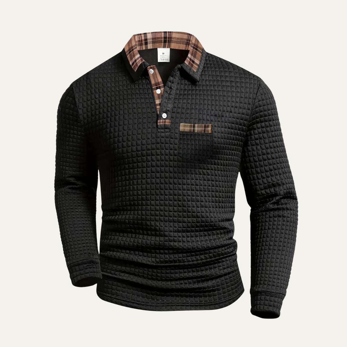 Polo Homme Gaufré Col V cheminée Classique