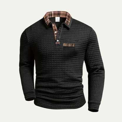 Polo Homme Gaufré Col V cheminée Classique