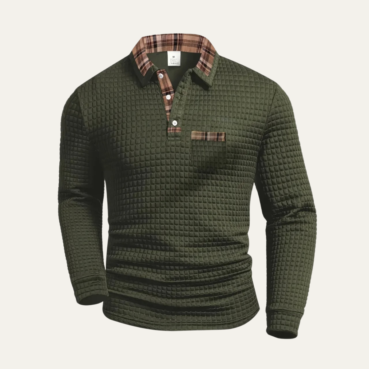 VogeLuxe | Polo homme à maille gaufrée et bordure à carreaux 8
