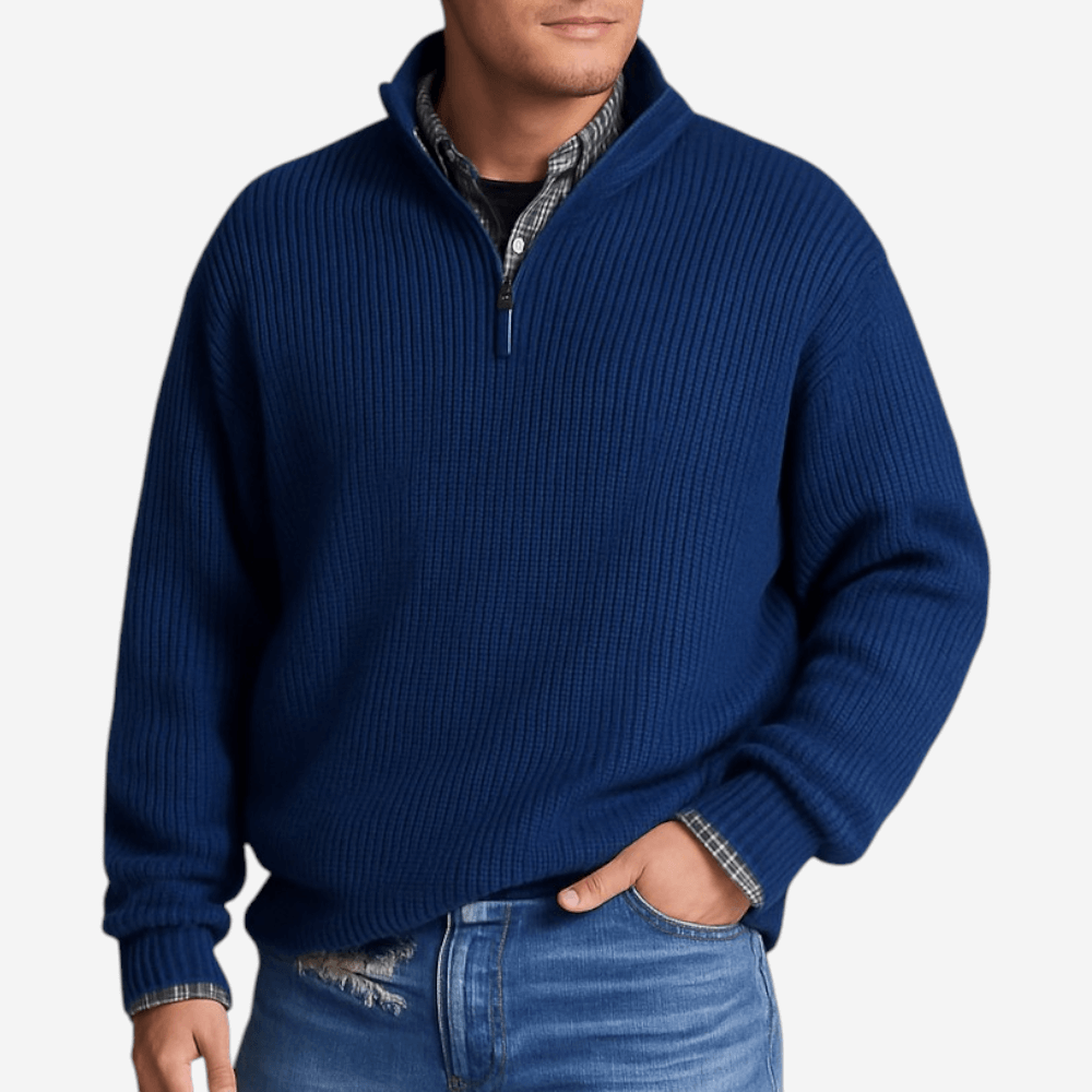 Polo Homme Maille Zippé Manches Longues Sport - PanierRoyale