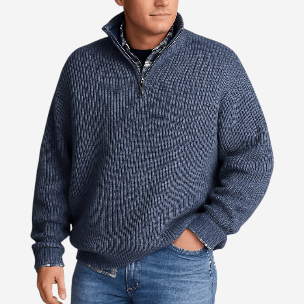 Polo Homme Maille Zippé Manches Longues Sport