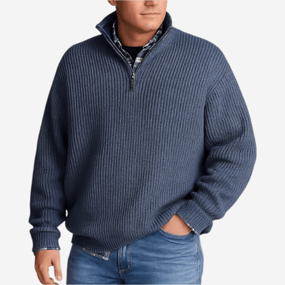 Polo Homme Maille Zippé Manches Longues Sport