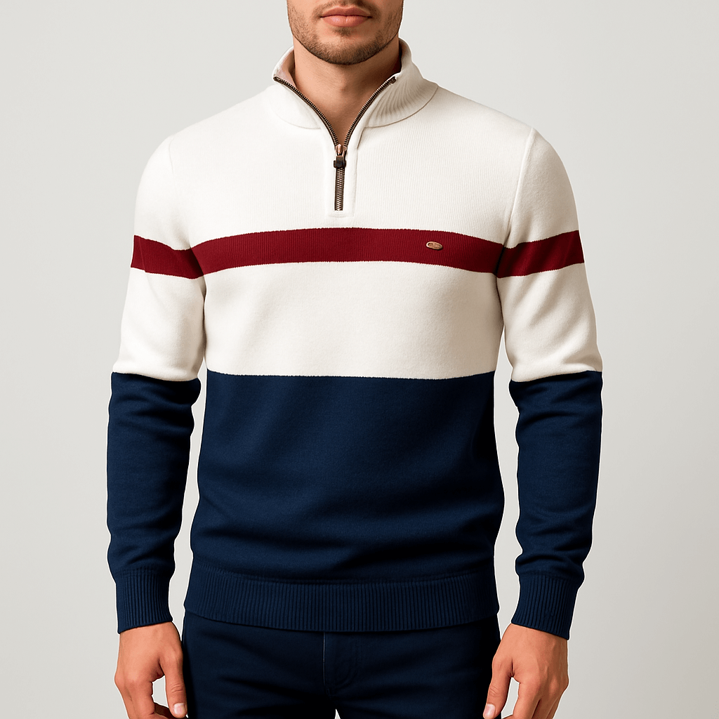 VogeLuxe | Polo rayé zippé pour homme 1