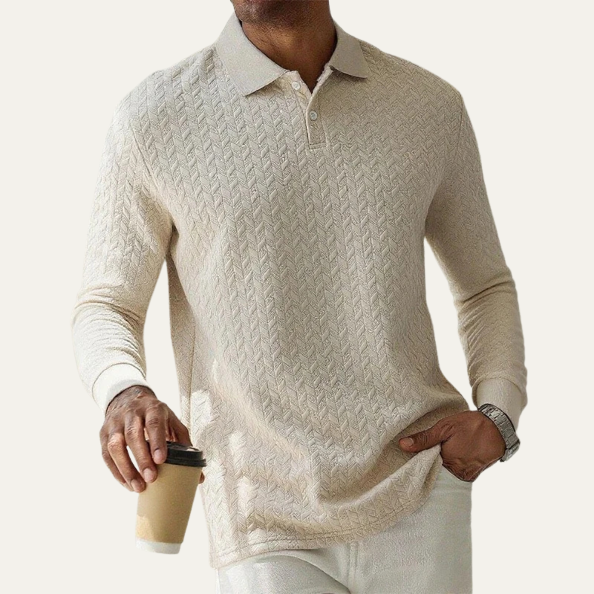 Polo Homme Manches Longues Coton Doux