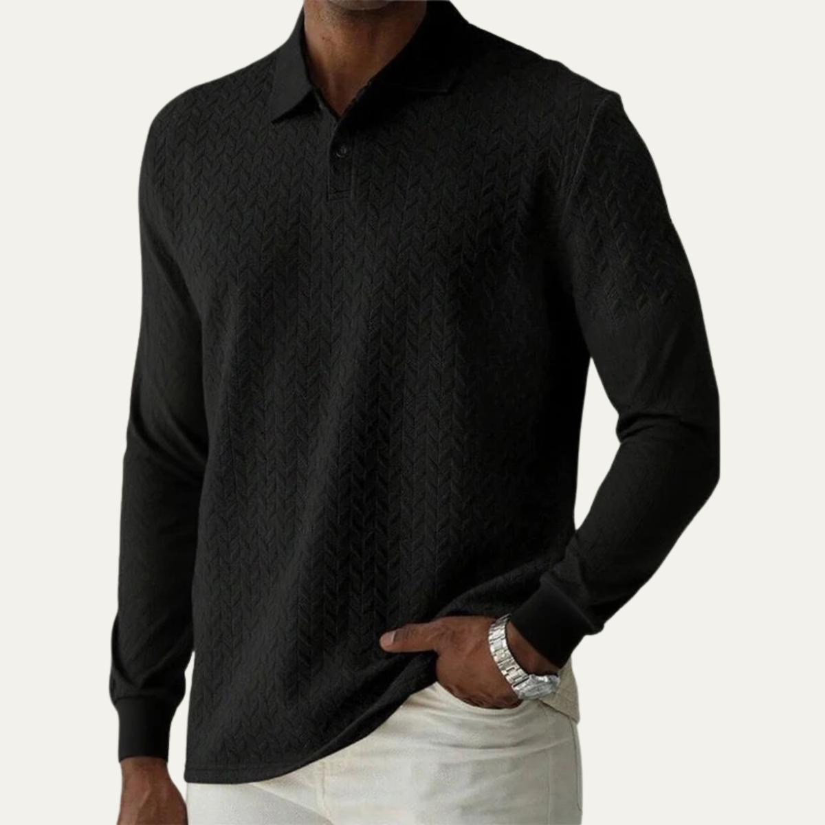 VogeLuxe | Polo texturé à manches longues pour homme 4