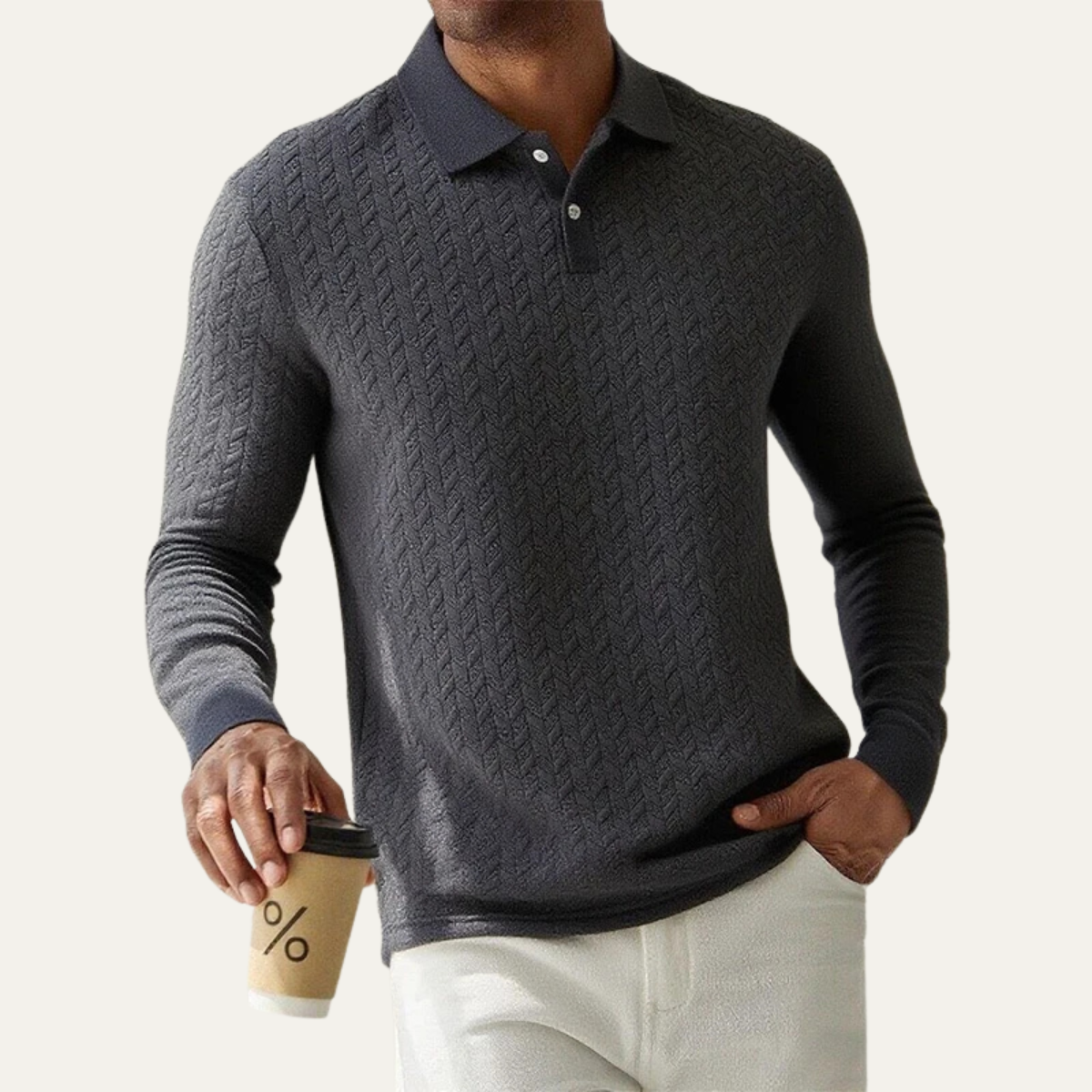 VogeLuxe | Polo texturé à manches longues pour homme 7