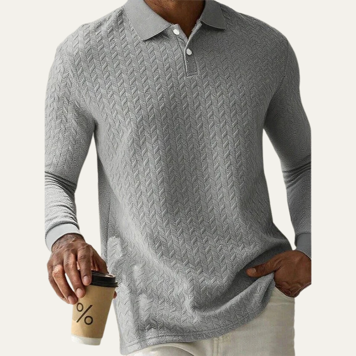 VogeLuxe | Polo texturé à manches longues pour homme 8