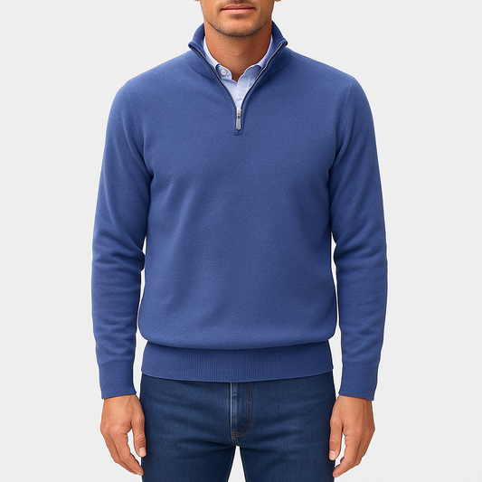VogeLuxe | Polo zippé en laine unie pour homme 0