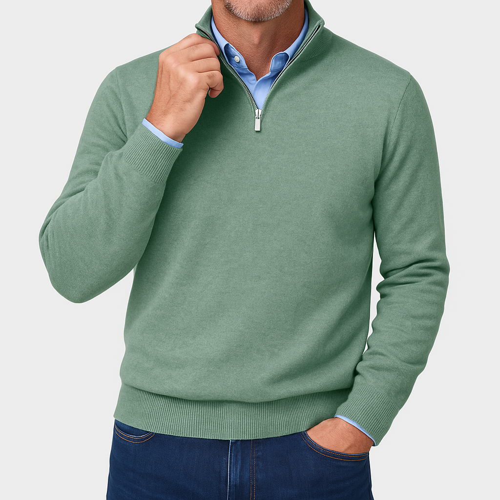 Polo homme zippé laine mérinos chaud et léger