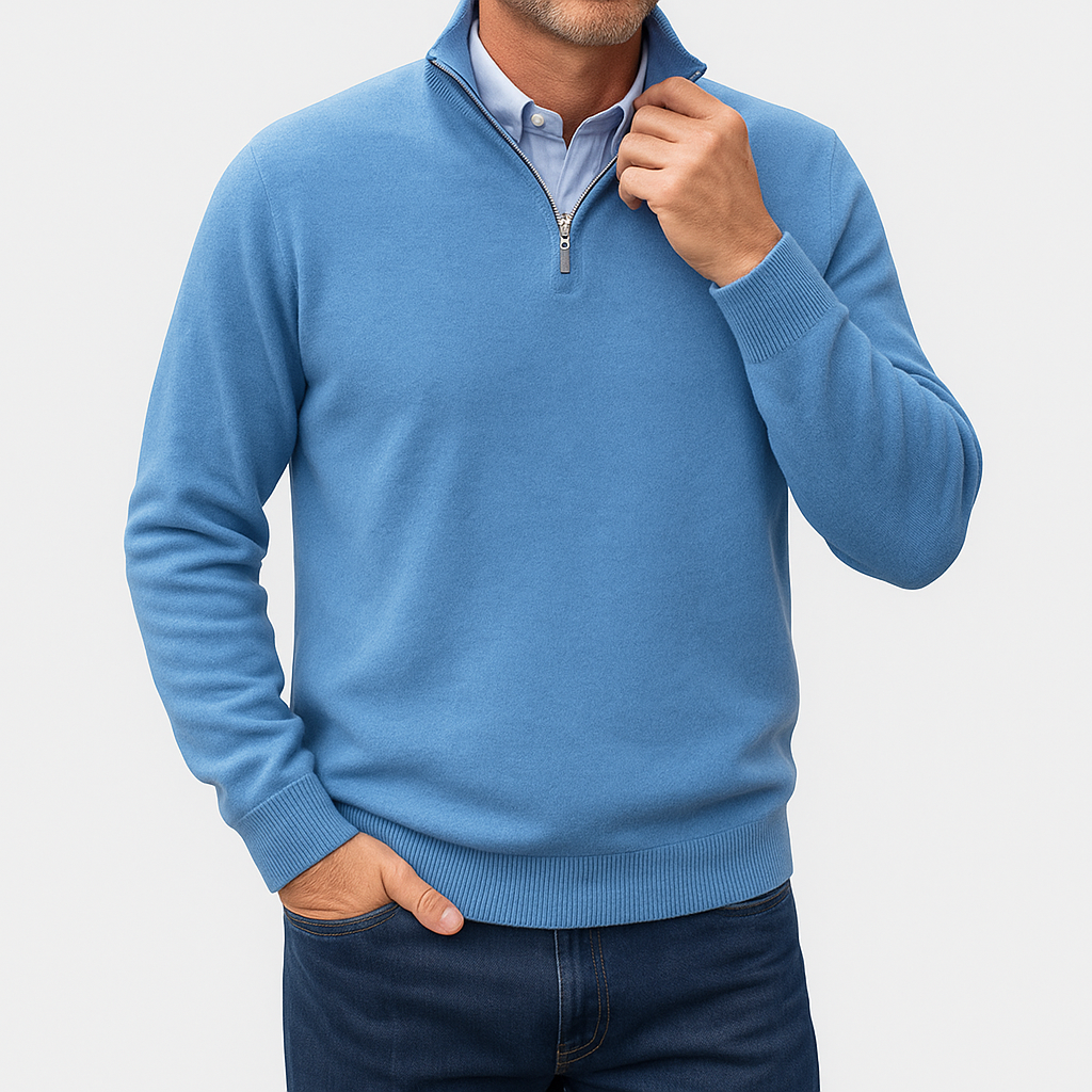 Polo homme zippé laine mérinos chaud et léger