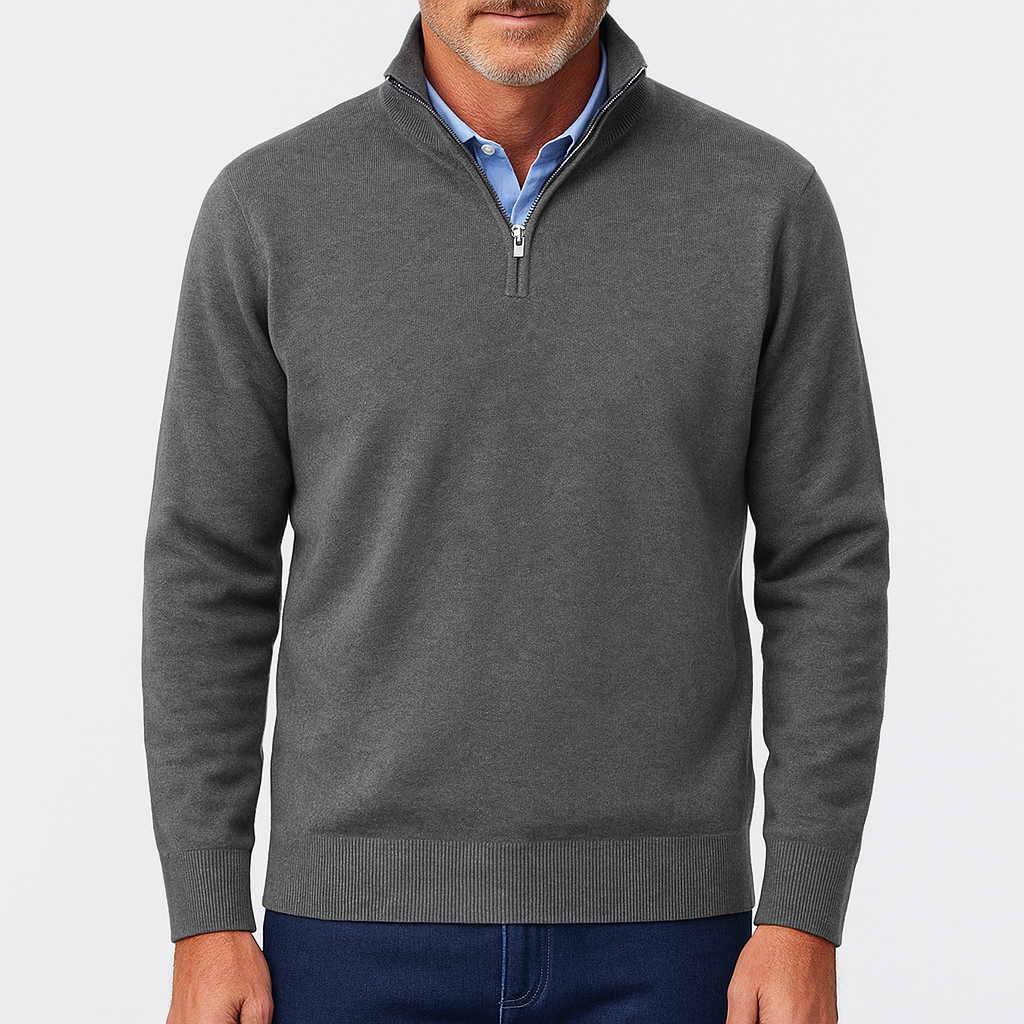 Polo homme zippé laine mérinos chaud et léger