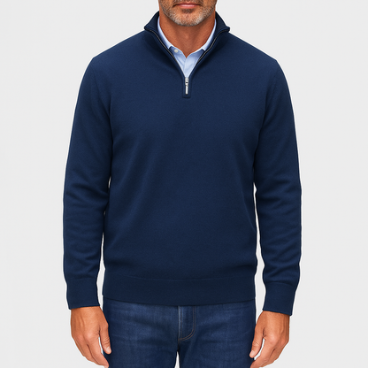 VogeLuxe | Polo zippé en laine unie pour homme 2