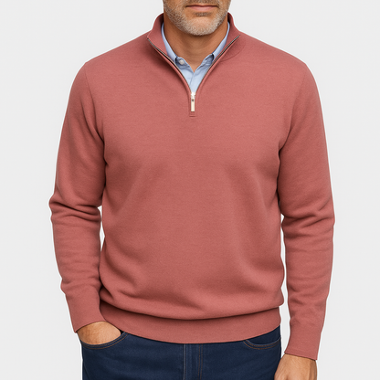 VogeLuxe | Polo zippé en laine unie pour homme 3
